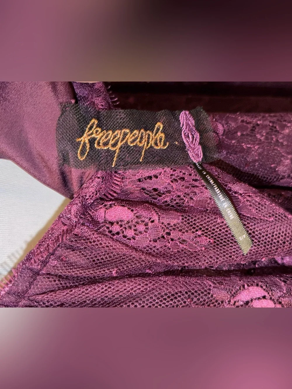 Free People Purple Lace Off The Shoulder Tunic Dress Ruched Cape Sleeve NWOT S